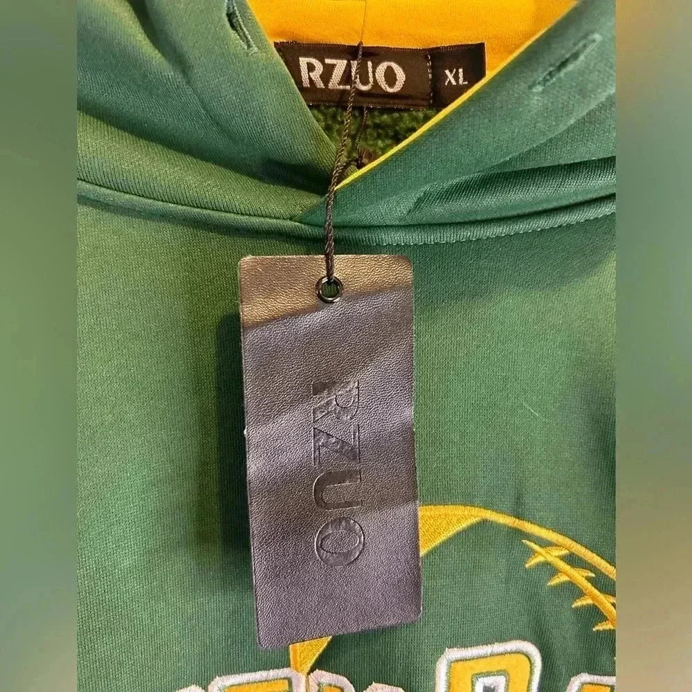 ๐งโRzuoโ Unisex Green Bay Packers Green/Yellow PulloverHooded Sweatshirt Size XL๐ - Picture 7 of 16